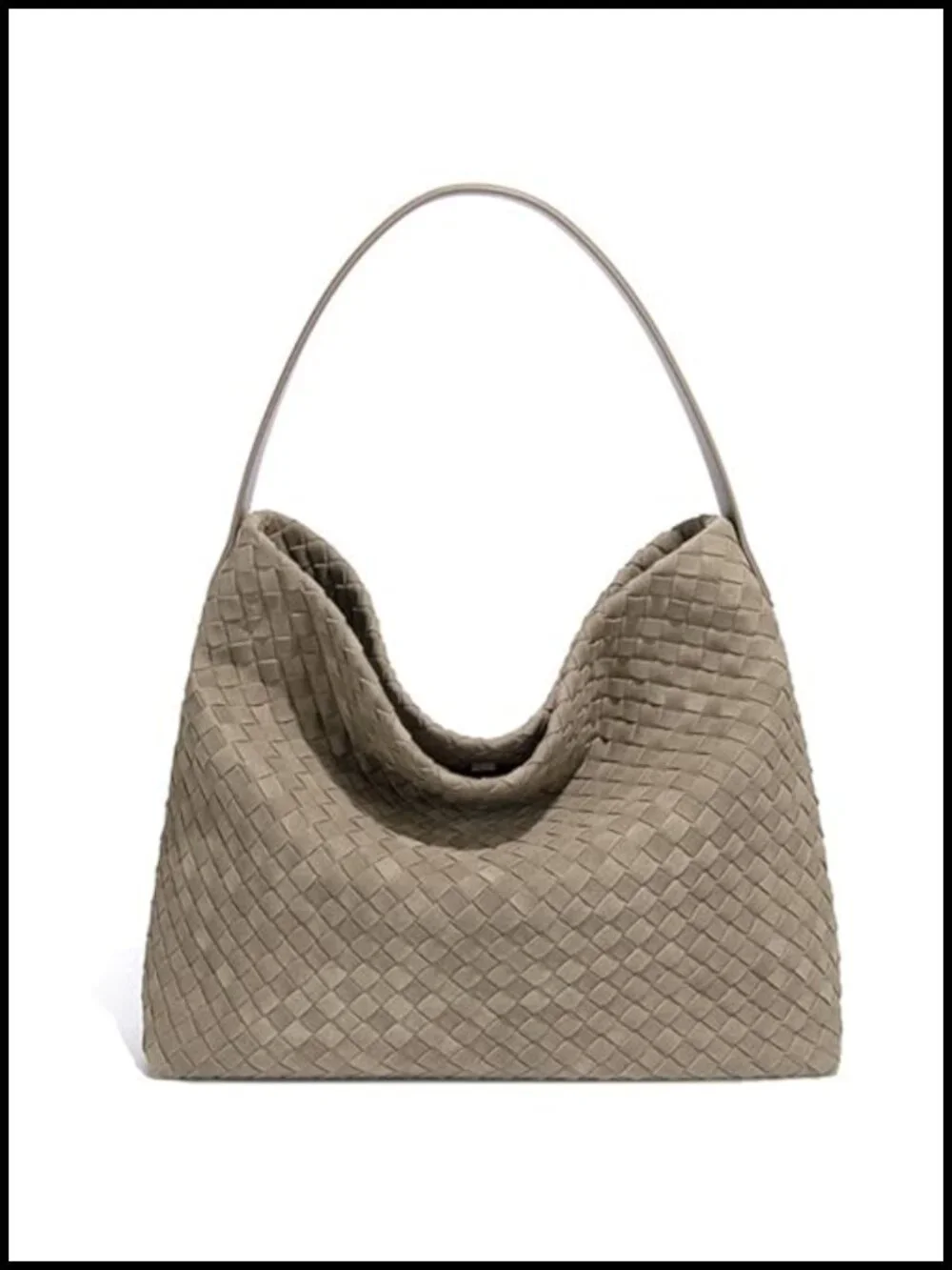 Woven Suede Hobo Bag Women Slouchy Shoulder Tote Purse Crossbody Strap